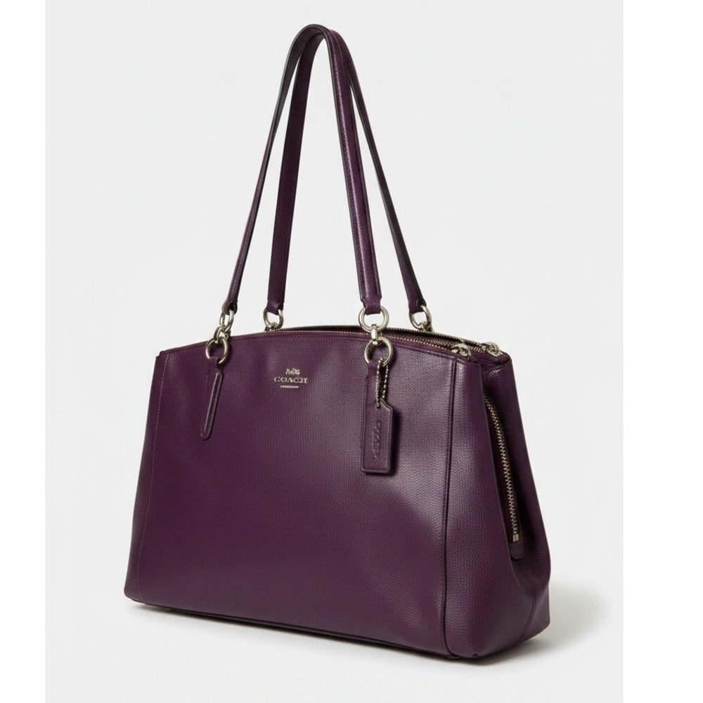 Coach Lillie Carryall Women Large Purple Leather Tote - Picture 2 of 14